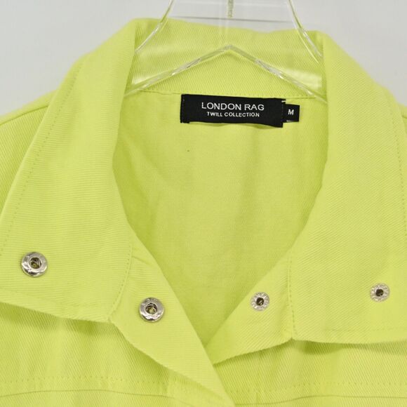 LONDON RAG Jacket‎ Womens Size M Chartreuse 100% Cotton Twill Collection Utility - Picture 8 of 13